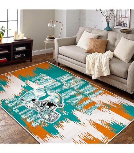 Fanmats 7357 NFL Miami Dolphins Nylon Face Football Field Runner