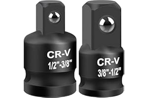 BORNPYE 2PCS Impact Socket Adapter and Reducer Set, 1/2" to 3/8" & 3/8" to 1/2" Inch Square Drive Wrench Adapter, CR-MO Steel, for Drill, Breaker Bar, Ratchet Drive, Christmas Stocking Stuffers for Adults