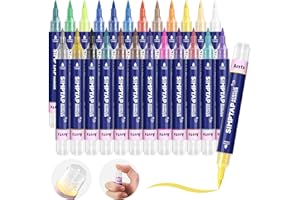 Arrtx Top Valve Action Marker Pen, Set of 24 Colors Simptap Acrylic Paint Pens, Extra Brush Tip, Water Based Paint Markers for Stone, Glass, Easter Egg and Fabric Painting-Arts and Crafts for Adults
