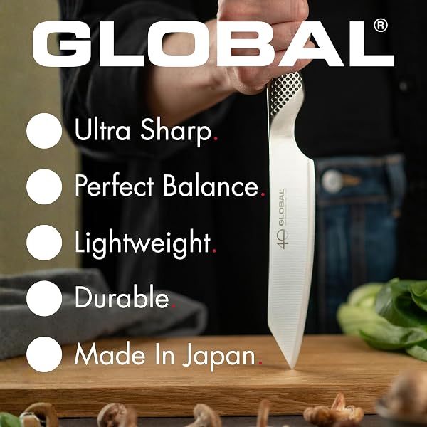 GLOBAL 5 INCH CHEF’S UTILITY KNIFE – LIGHTWEIGHT JAPANESE STAINLESS STEEL, RAZOR-SHARP EDGE, MADE IN JAPAN, GS-3