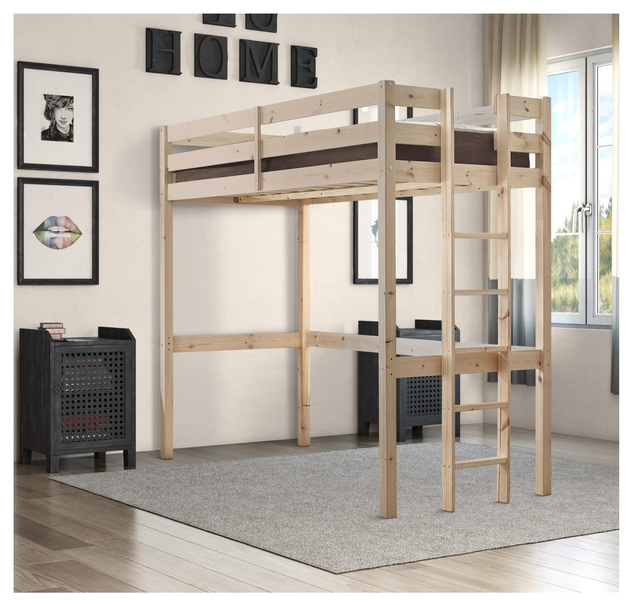 STRICTLY BEDS&BUNKS Memphis High Sleeper Bunk Bed, Heavy Duty Solid Pine 3ft Single – Suitable for Adults