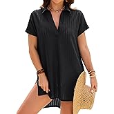 Blooming Jelly Womens Swimsuit Coverup Textured Bathing Suit Cover Up Swimwear V Neck Beach Dress Shirt 2026