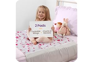 IMPROVIA® Toddler Bed Wetting Pad – 2 Pack 34x36 Waterproof Mattress Protector with Tuckable Wings – Ultra Absorbent, Non-Slip Washable Underpad for Kids & Potty Training – Unicorn Design (Unicorn)