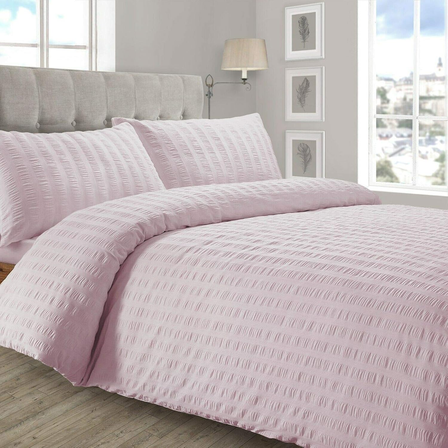 IHIdirect Seersucker Crinkle Textured Duvet Cover & Pillowcase Bedding