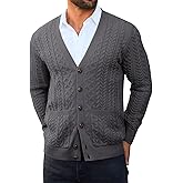 Runcati Mens Cardigan Sweater Casual Cable Knitted V Neck Button Down Winter Sweaters