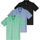 Real Essentials 3 Pack: Girls' Short Sleeve Performance Polo School Uniform(Ages 4-18)