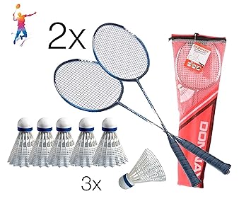 TK Gruppe Timo Klingler Badmintonset Federball Set für Badminton Bestehend 2X Schläeger Schläger Federballschläger Badmintons