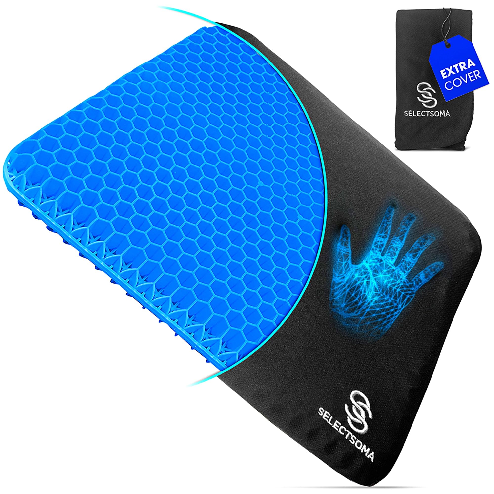 Photo 1 of SelectSoma Double-Thick Gel Seat Cushion for Long Sitting Pressure Relief for Back, Sciatica, Coccyx, Tailbone Pain - Cushion for Office Chair, Wheelchair, Car & Truck, Patio Chairs - Egg Seat Pad
