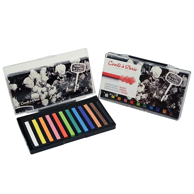 Conté à Paris Colored Crayons Set with 12 Assorted Colors