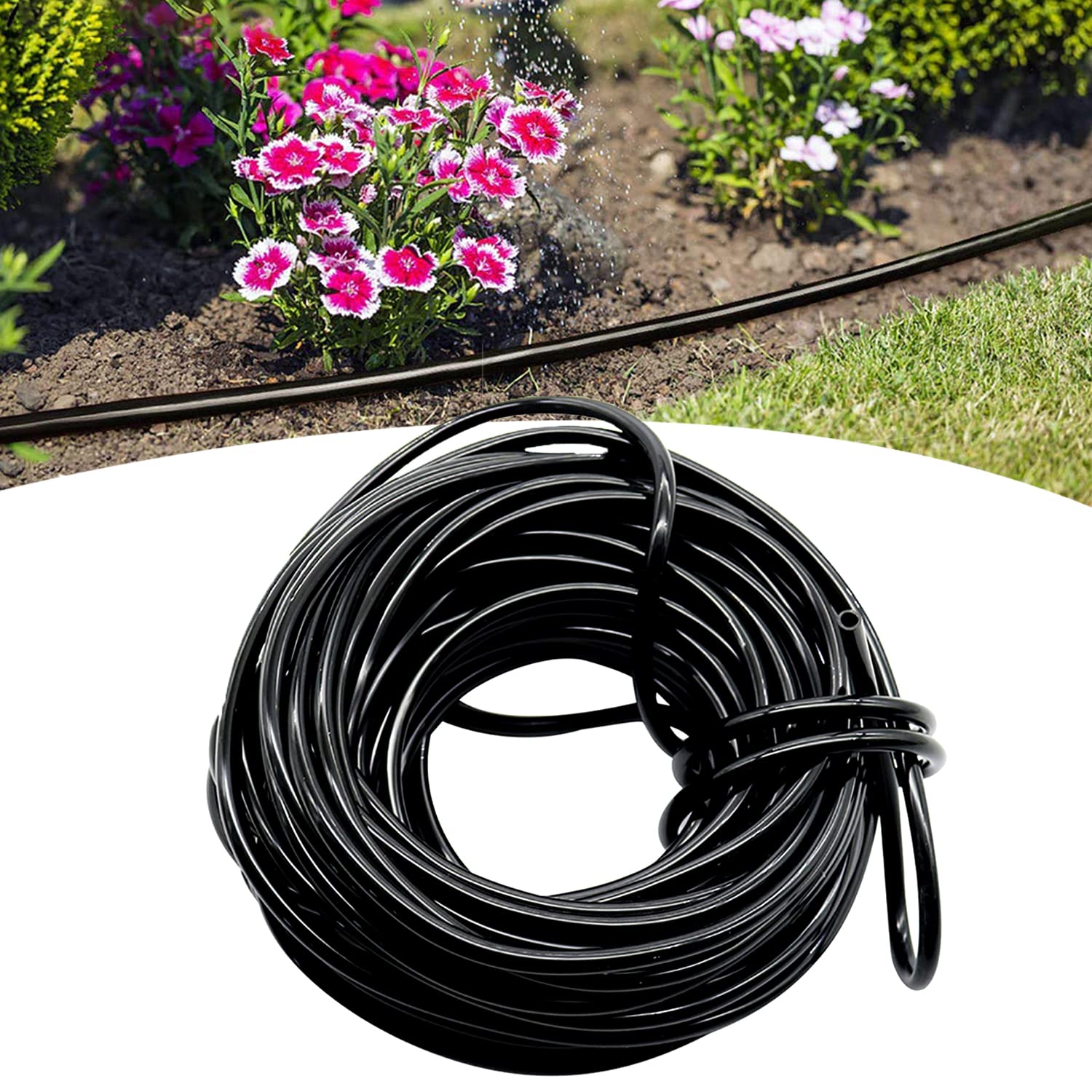 Kalolary 50ft Watering Tubing Hose 1/4 inch Garden Drip Pipe PVC Hose Irrigation System Watering Systems for Greenhouses