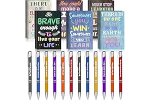 Geyee 24 Pcs Mini Motivational Pens Inspirational Notepads Bulk Christmas Appreciation Gifts Small Journals Funny Ballpoint Pen Set Prizes Men Women Office Travel Party Favors(Life)