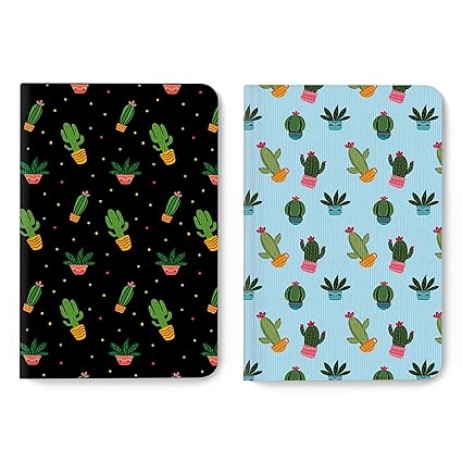 Factor Notes - Cactus 2-in-1 pack Dotted Bullet Grid B6 Notebook - 224 Pages, 90 GSM Natural Shade Paper Journal Diary - Size - 120mm X 180mm