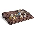 TESLYAR 6 Rows Military Challenge Coins Stand Holder Display Rack Wooden Army Collectible Challenge Coin Display Case Wood Stand, Holds 30-36 Coins Natural Solid Wood Brown American Flag (Brown)