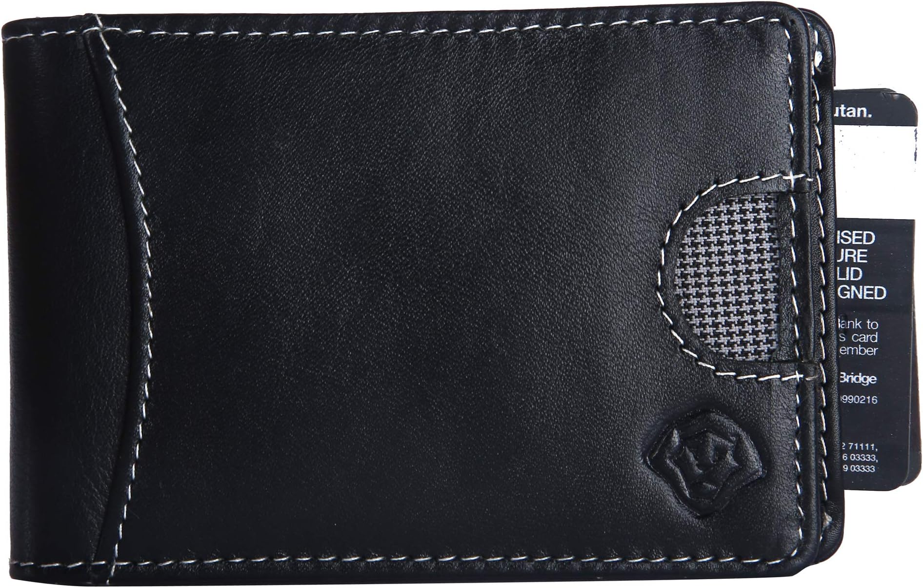 LEO TORRESI RFID Blocking Slim Bifold Genuine Napa Leather Minimalist Front Pocket Wallets for Men-Women with Money Clip- Black