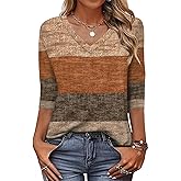 Zeagoo Womens 3/4 Length Sleeve Tunic Tops Casual V Neck Shirts Basic Tees Business Work Blouses Summer Fall 2025
