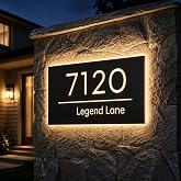 Custom Solar Backlit LED House Number Sign for Outside, Modern Illuminated Address Plaque for Home, Personalized Stainless Steel Lighted Yard Sign - Waterproof