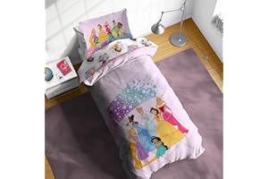 Sunny Side Up Disney Princess Twin Comforter Set - 5 Piece Kids Bedding Includes Comforter, Sheets & Pillow Cover - Super Soft Rainbow Stars Microfiber Bed Set