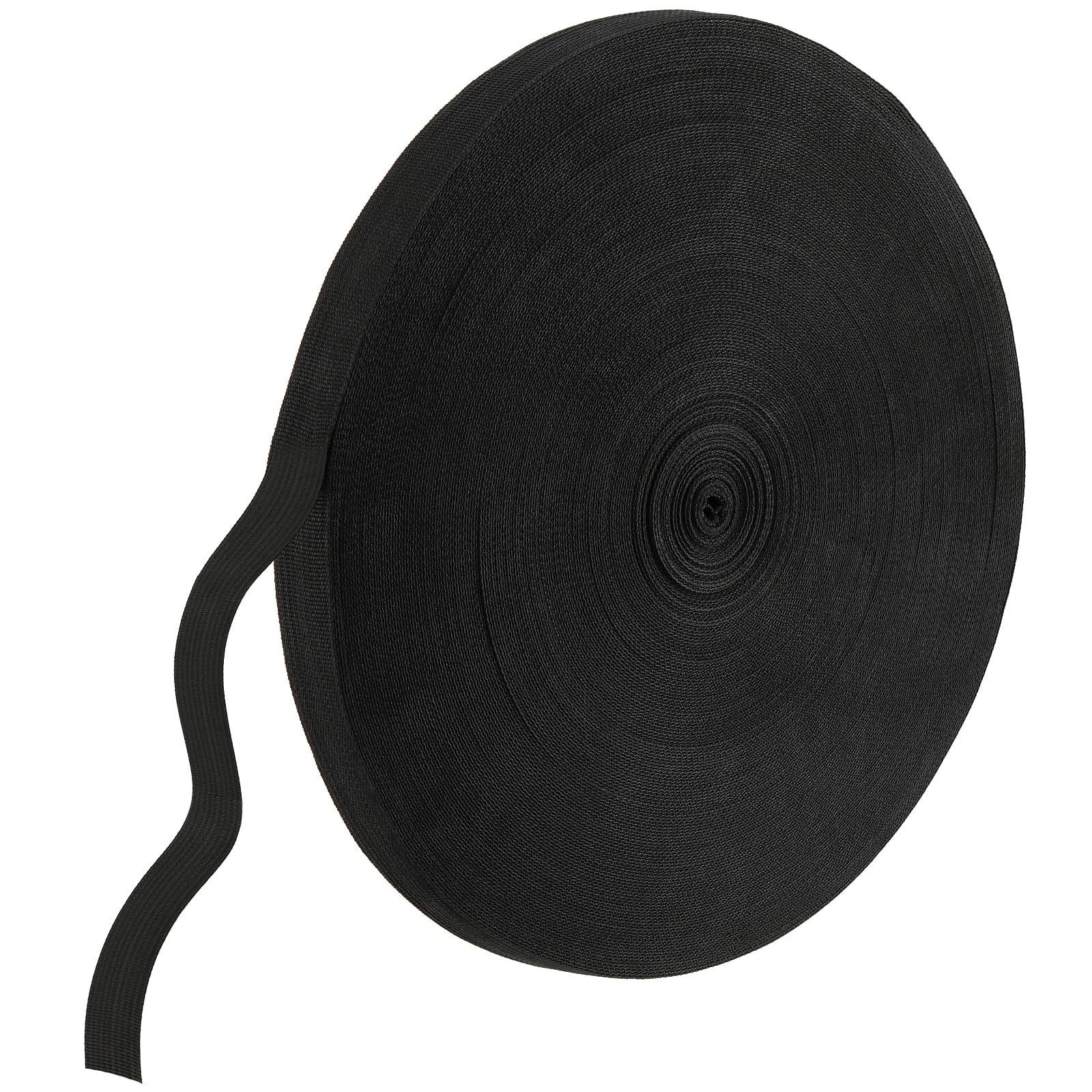 JEUIHAU 91 Meter x 25mm Polypropylene Webbing, Black Heavy Duty Webbing 1mm Thick, Strong Webbing Strap for DIY Craft, Camping, Hiking, Backpacks, Luggage