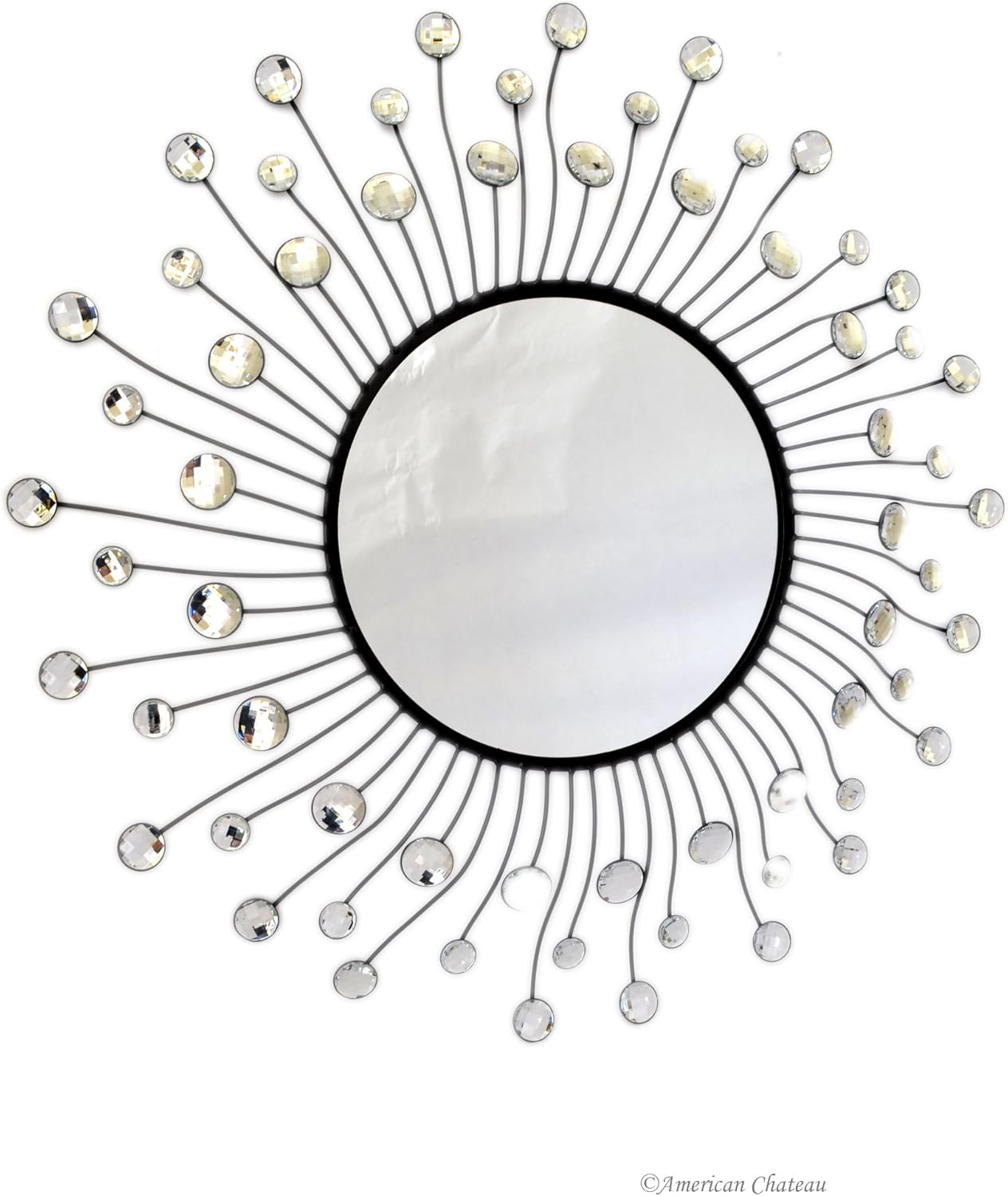 Retro Large 29" Iron Twisting Sunburst Starburst Metal Wall Art Mirror