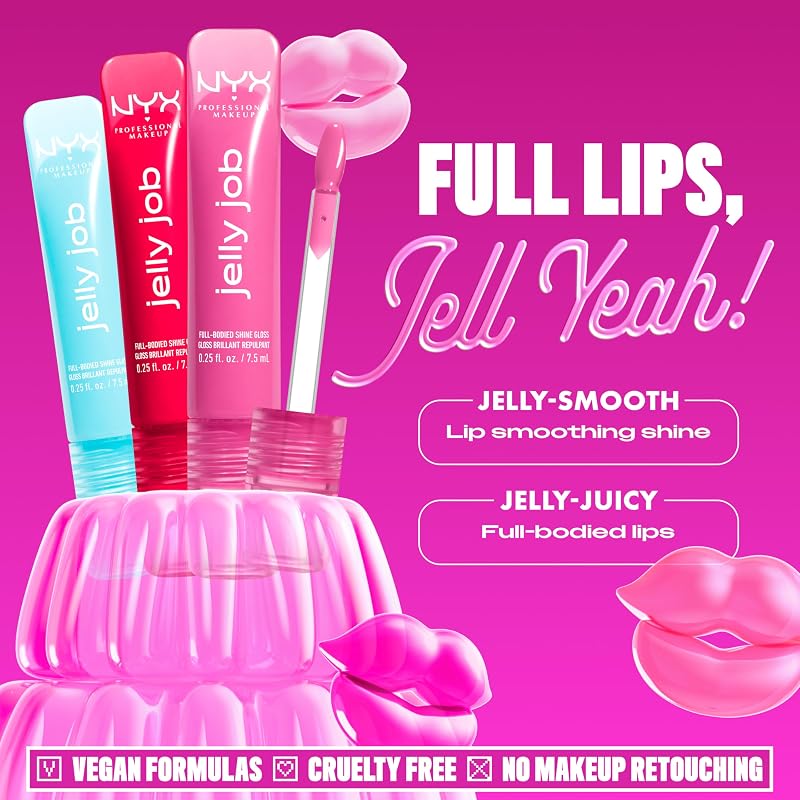 Jelly Job, Lucidalabbra, Finish Ultra Brillante, Applicatore a Spatola, Formula Vegana, Infuso con Peptidi, Shade: Cherry Jelly, 8 ml