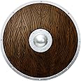Wood-Look Viking Shield Costume Accessory - 21 Inch Diameter with Arm Straps & Metal Edging