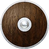 Wood-Look Viking Shield Costume Accessory - 21 Inch Diameter with Arm Straps &amp; Metal Edging