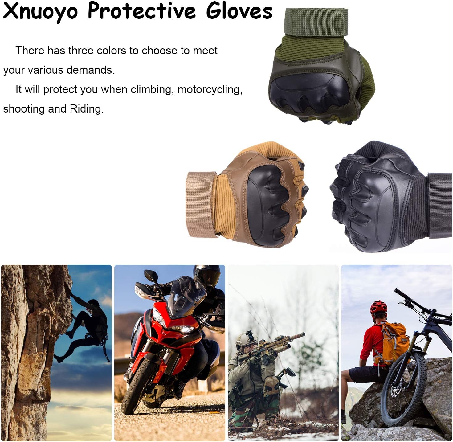 Xnuoyo Full Finger Touch Screen Motorbike Protective Outdoor Sports Gloves for Motorcycle Cycling Climbing Hiking Hunting Outdoor Sports (Army Green, M) : Sports & Outdoors