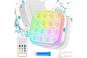 PURHEME Submersible LED Lights with Remote, Waterproof Underwater LED Light Rechargeable Bettery 16 Color Changing Lamp Magnetic Floating Submersible Lights for Pool Vase Aquarium Decor (Ultra-Thin 2-Set)