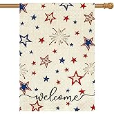 DECEED 4th of July Patriotic Garden Flag 28x40 Inch Double Sided Outside Blue Red Star Flag For Memorial Day Independence Day Holiday Outdoor Decoration