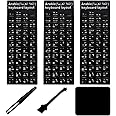 Universal Arabic Keyboard Stickers (6-in-1), Black Background with White Lettering for Computer Laptop Notebook Desktop, Replacement Computer Keyboard Stickers (Arabic)