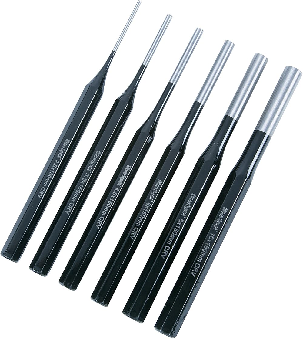 Blue Spot Tools 22443 6 Pce Parallel Pin Punch Chrome Vanadium 150mm