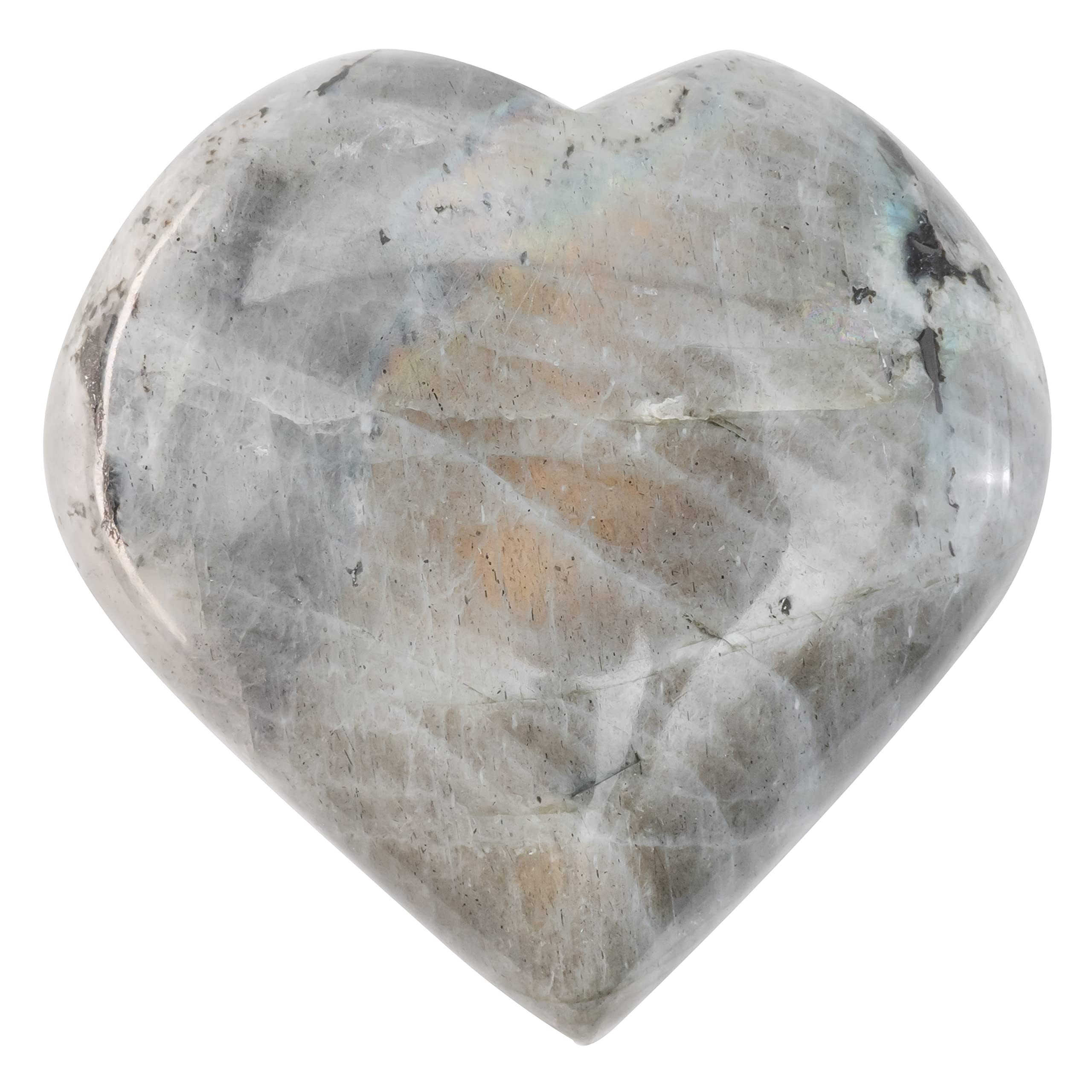 Crocon® 50mm Purple Labradorite Heart stone Big Heart Shape Puff Stones Set 450+ Carats Pocket Crystal Healing Tumble Collection Palm Worry Stone Good Luck Charm Meditation Gift Craft Home Decor — image 1
