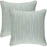 Yeiotsy Pillow Cases Blue, Pack of 2, Decorative Throw Pillow Covers Striped Bohemia Couch Cushion Covers for Sofa Home Decor (Light Blue, 18 X 18 Inches)