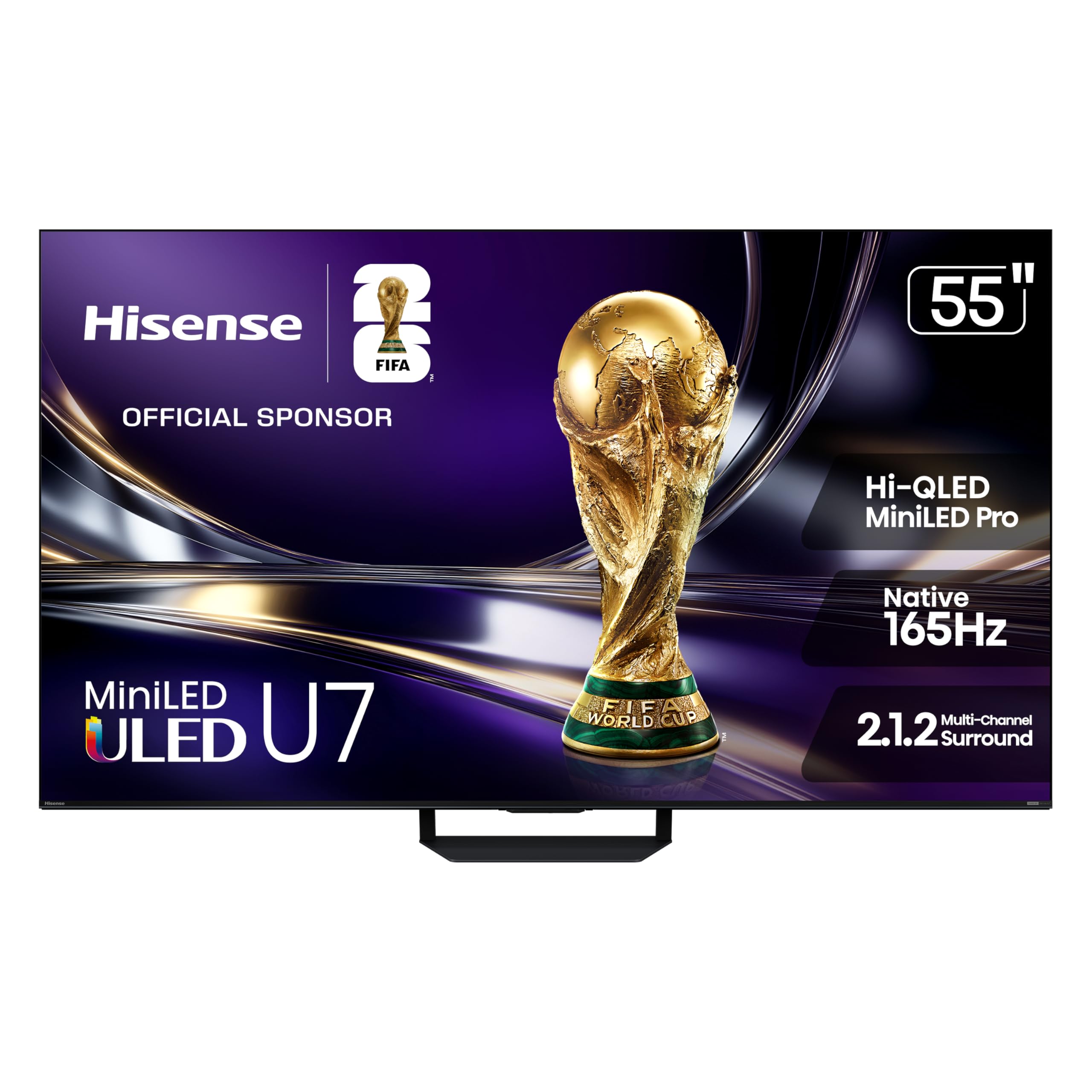 Hisense 55" U7 Mini-LED ULED 4K UHD Best Premium Gaming Google Smart TV (55U7SG, 2026 NEW) - Hi-QLED, Native 165Hz, VRR 330, HDR10+, Dolby Vision IQ·Atmos, IMAX Enhanced, Anti-Reflection, 2.1.2 Ch