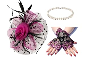 Cizoe Women's Fascinators Hat Kentucky Derby Hats Wedding Cocktail Tea Party Headwear and Gloves