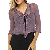 Back From Bali Womens Sheer Shrug Ruffle Cardigan Lightweight Sweater Bolero Arm Cover