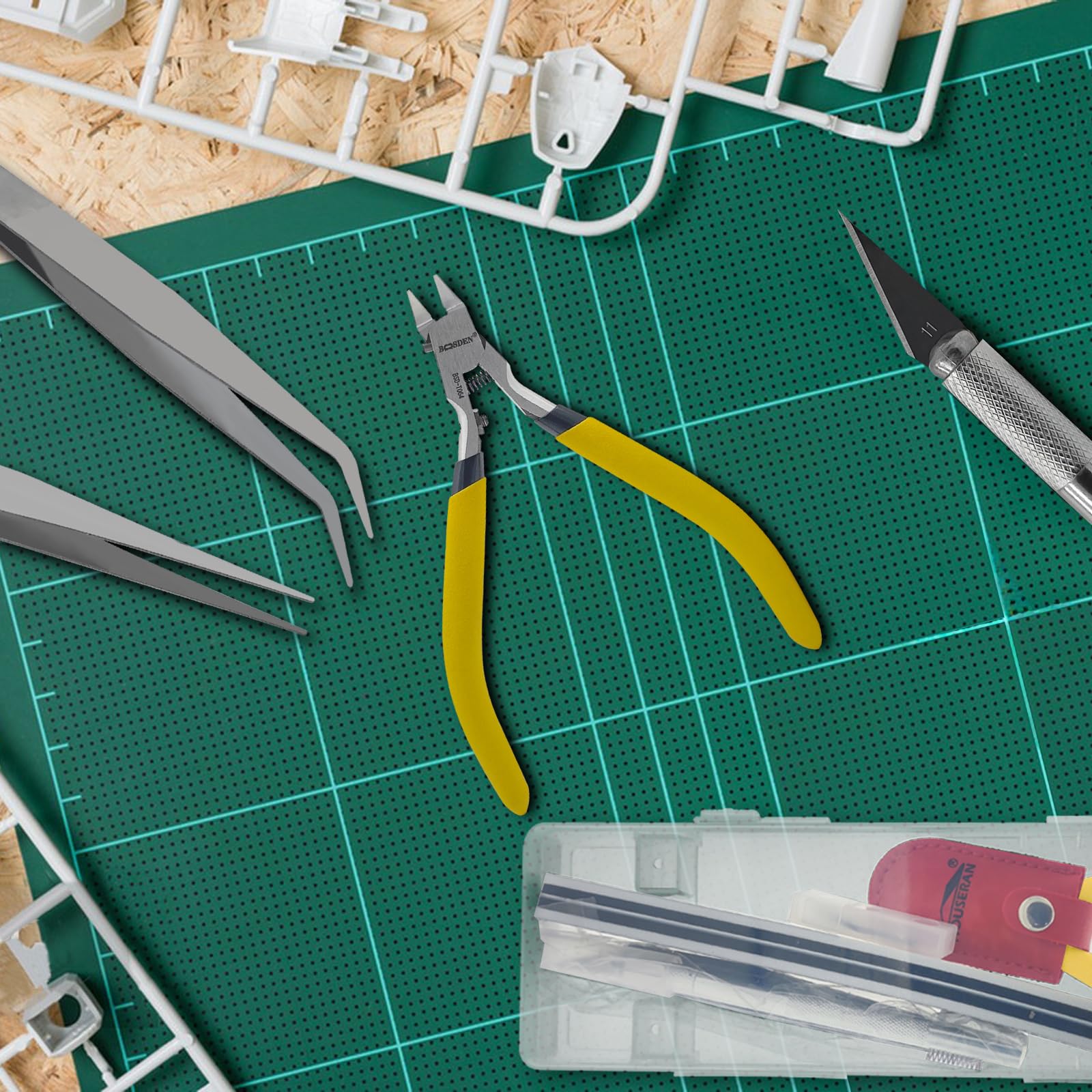 BOOSDEN Gundam Modell Werkzeug Kit, Modellzange 9pcs Set, Hobby Building Tool Set, Modeler Basic Tools Bastelset für Basic Modellbau, Reparatur und Fixierung 8