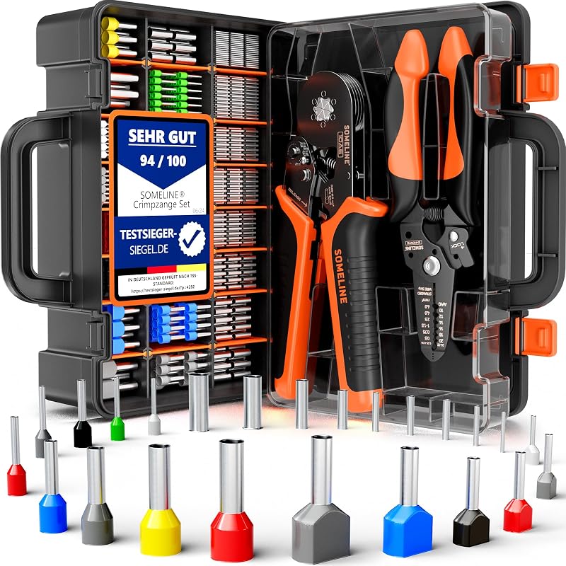 SOMELINE Crimping Tools Set 24 Ferrules Hexagon Pliers 0.25-6 mm² AWG 24-10