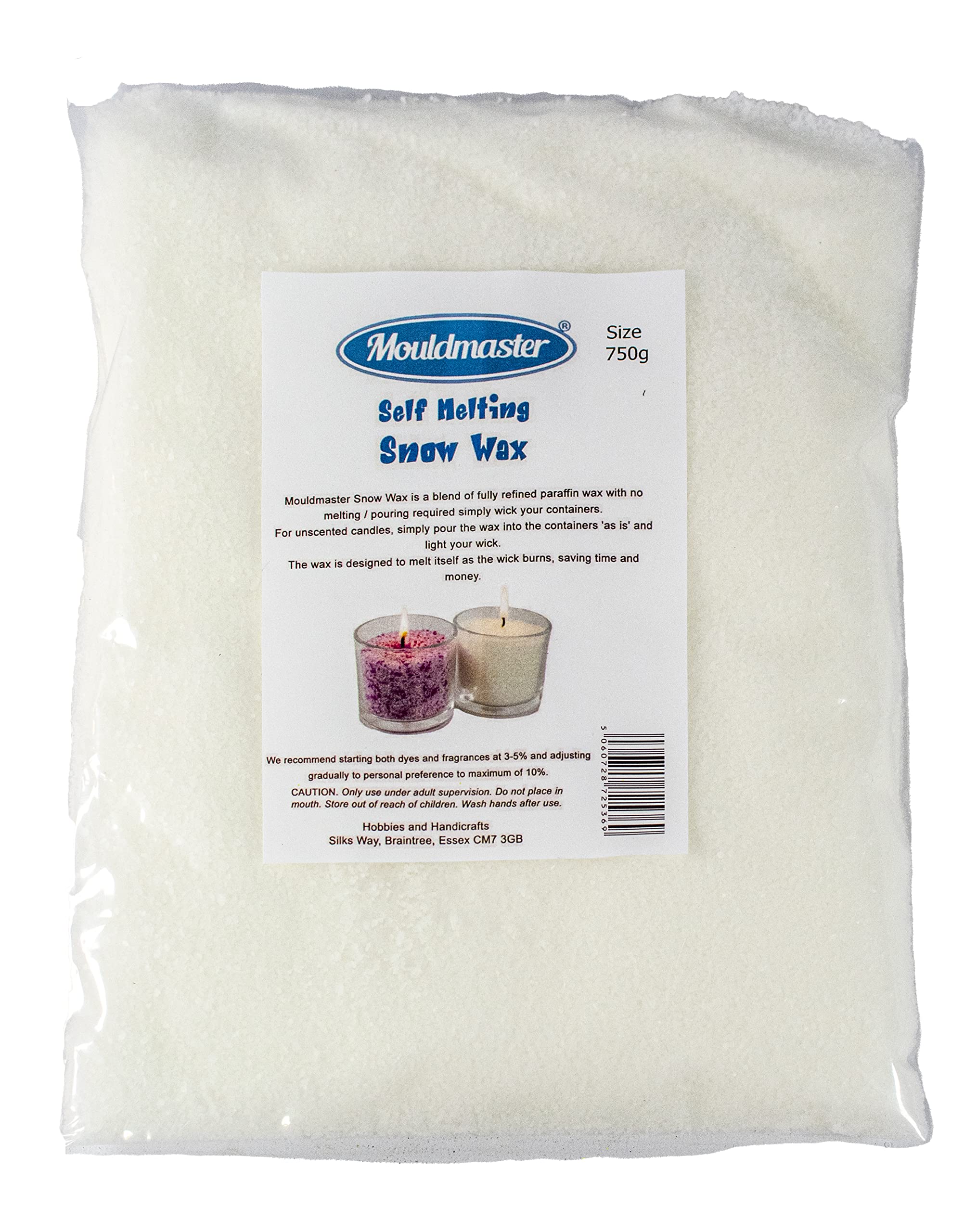 Mouldmaster Snow Candle Granules Self Melting Wax 750g, White