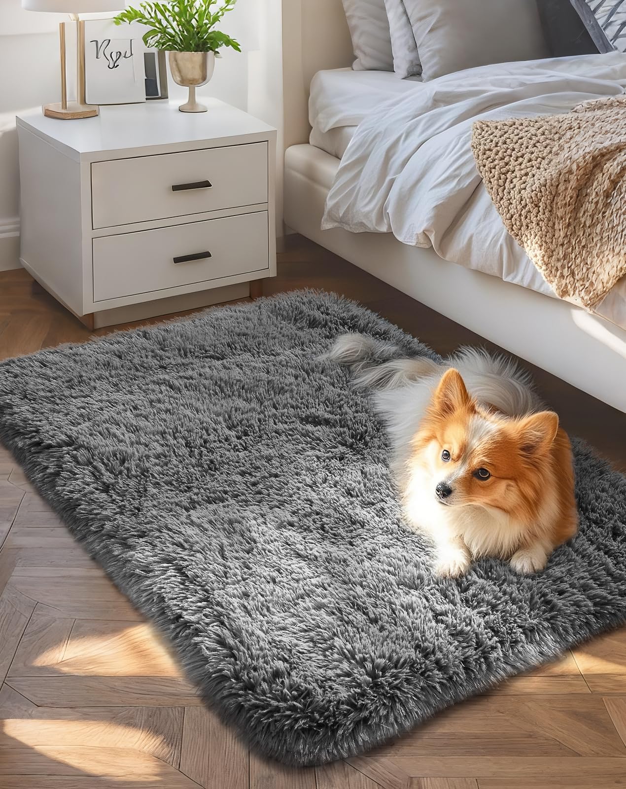 Ophanie Small Rug Upgrade Non Slip Throw Bedside Area Rugs, Fluffy Soft ...