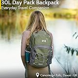 Trail Aspen 30L Day Pack Backpack Green 3 Compartments Water Resistant view 2