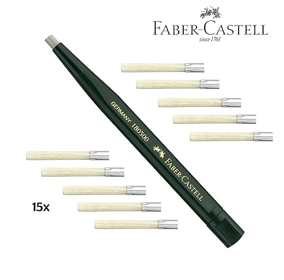 Faber-Castell 180300 - Drehstift mit Glasradierer, Schaftfarbe: grün + 15 Ersatzminen