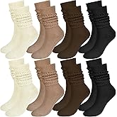 ATZNZIK 8 Pairs Women Slouch Socks Soft Extra Long Boot Sock Thick Cotton Knee High Scrunch Socks for Women
