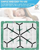 FIBOOMERANG Bed Sheet Clips - Fitted Sheet Straps with 6-Way Elastic Bands view 2