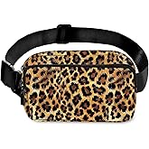 Leopard Print Fanny Pack for Women Casual Belt Bag Waterproof Waist Bags for Travel Hiking Sports