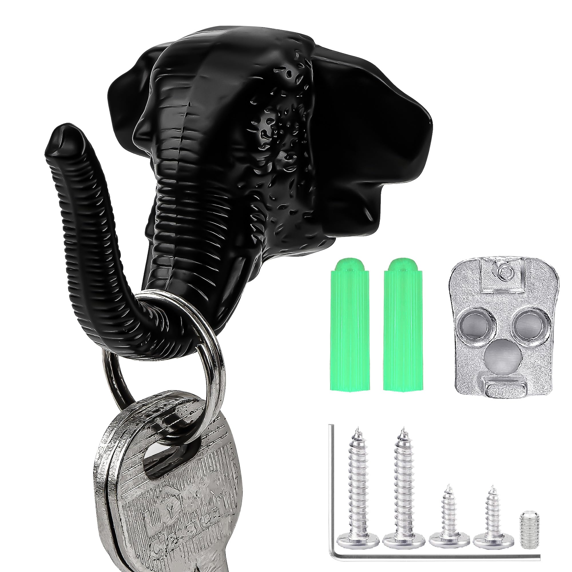 CAIRIAC Elephant Door Cabinet Handle, Creative Coat Hook, Elephant Pulls for Cabinets Drawers Doors (1Pcs, Black)