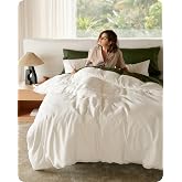 Bedsure PureWoven 100% Organic Cotton King Duvet Cover Set, Ivory | GOTS Certified, Luxury, Zipper Closure, Ultra-Soft Breathable, 2 Pillow Shams Included, 8 Ties, for Sensitive Skins, 104"x90"