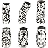 NBEADS 6 Pcs 304 Stainless Steel Beads, 9mm Large Hole Column Spacer Beads for DIY Jewelry Making