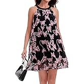 Women's Halter Butterfly Embroidered Tulle Mini Dress A-Line Swing Floral Fairycore Party Wedding Guest Dress