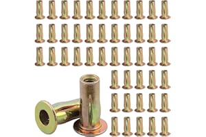 AOKLIT 50 Pack Multi-Grip Rivet Nut Kit, 5/16-18 Rivet Nut Steel Pre-Bulbed Shank, Plus Nut Color Zinc Plated Flat Head Threaded Insert Nut